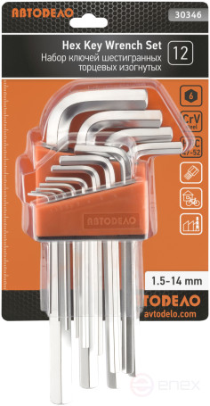 Набор Г-обр. шестигр. 12ч (1,5-14мм; CR-V) АвтоDело 30346