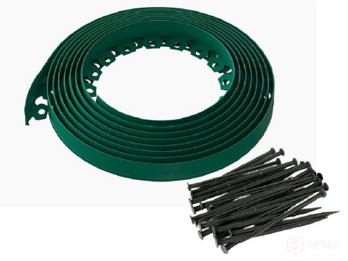 Plastic Mango garden board Geoplastboard, height 38 mm, 10 meters +30 stakes, green