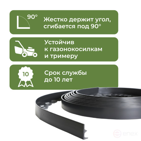 Plastic Mango garden board Geoplastboard, height 38 mm, 10 meters +30 stakes, black