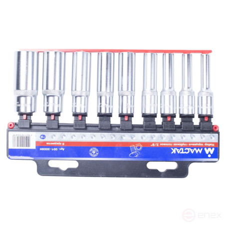 Набор торцевых глубоких головок 3/8", 6-19 мм, 9 предметов МАСТАК 001-3009H