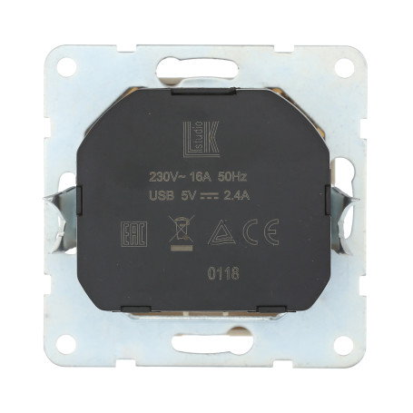 Socket with z/k + 2xUSB connector, 2A (beige) LK60