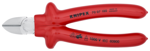 Бокорезы VDE, рез: провол. мягк. Ø 4 мм, средн. Ø 3 мм, твёрд. Ø 2.5 мм, L-180 мм,, 62 HRC, хром, 1-к ручки