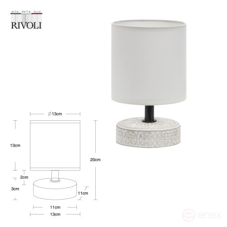 Rivoli Eleanor 7070-501 Table Lamp 1 * E14 40W ceramic beige, white
