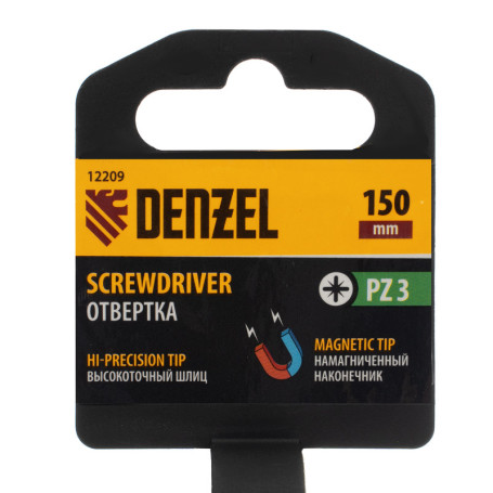 Screwdriver PZ3x150 mm, CrV, three-component handle Denzel