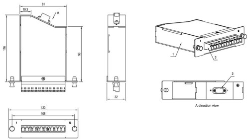 FO-CSS-W120H32-9-1MTPM-12LC-BL Волоконно-оптическая кассета 1xMTP (папа), 120x32 мм, 12LC адаптеров (цвет синий), 12 волокон, OS2, 10Gig