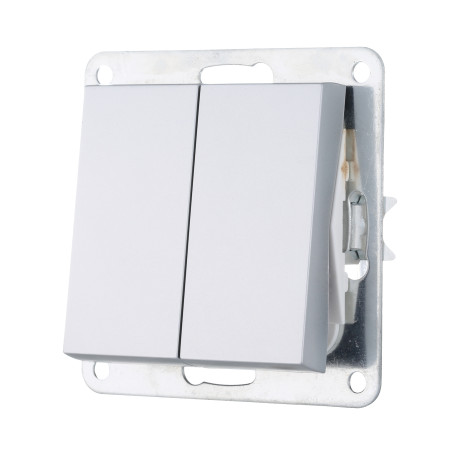 Переключатель 2-кл., с двух мест (схема 6+6) 16 A, 250 B (серебристый металлик) LK80