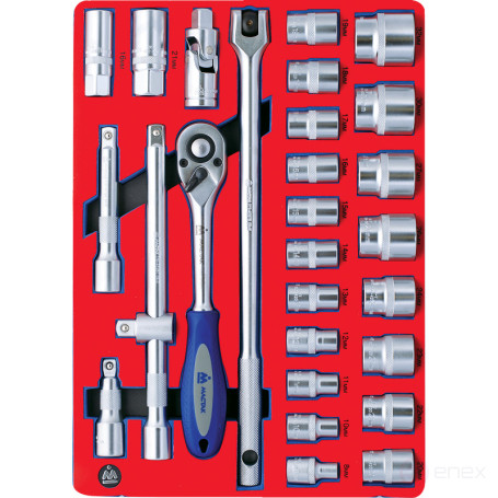 1/2" socket set with accessories, hexagon socket, 28 pieces MASTER 5-004028