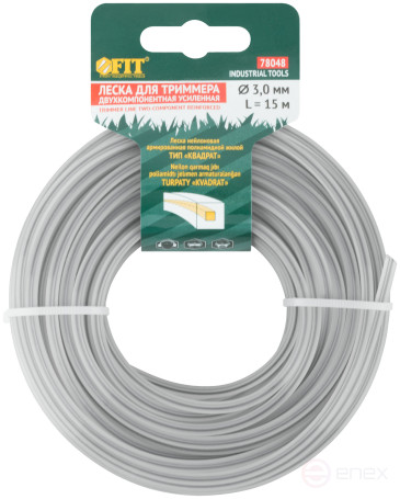 Fishing line for garden trimmers reinforced, polyamide core, "Square" 3.0 mm x 15 m