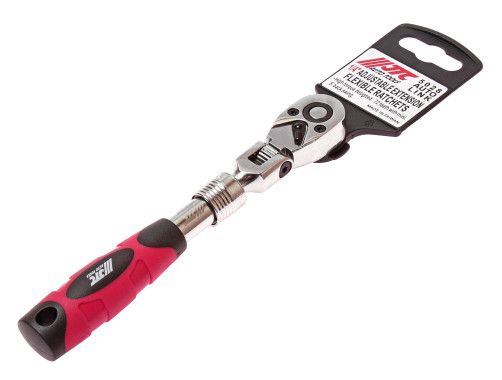 Ratchet 1/4" 72-prong swivel with swivel head, with rubber handle, adjustable length 175-225mm JTC/1