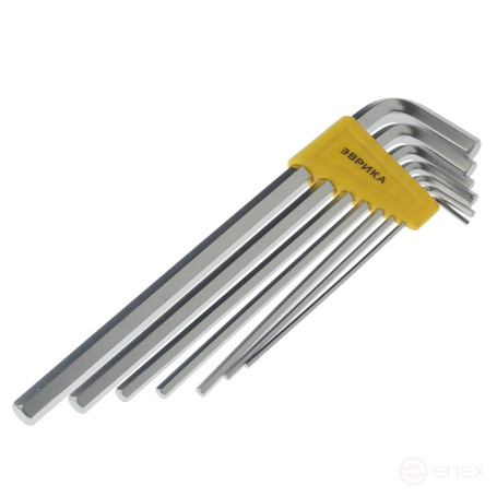 Набор ключей шестигранных ER-25107XL:Г-образных экстра длинных 2.5-10мм 7пр. ЭВРИКА /1/12/60