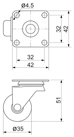 Wheel meb. SHIFT d35 h51 with pad, transparent AKS