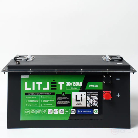 Lithium battery traction LITJET GREEN LiFePO4 36V 150Ah 5760Wh BT IP67 BMS 150A