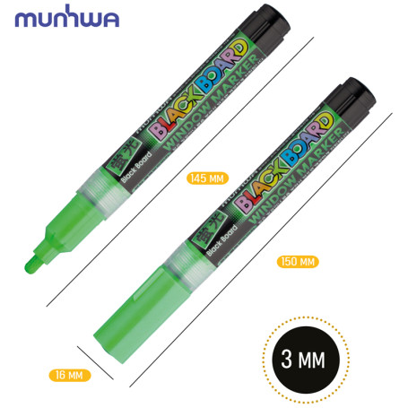 Chalk marker MunHwa "Black Board Marker" green, 3mm, water base