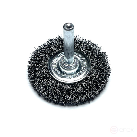 Cylindrical corrugated brush, D75*8 mm, shank 6 mm, steel corrugated wire STA 0.35 mm