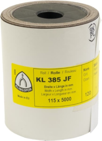 Коричневая шлифовальная шкурка на тканевой основе KL 385 JF, 115 x 5000, 278791