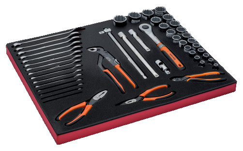 Fit&Go Set of 1/2" socket heads + combination keys + hinge-lip tool in the base, 47 items