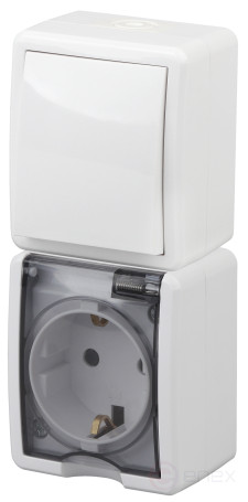 Socket with switch ERA Expert 11-7407-01 IP54 16A-10AX-250V AC White
