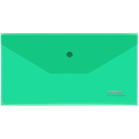 Envelope folder on the button STAMM C6, 180mkm, plastic, transparent, green