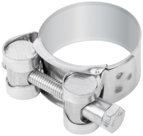 The clamp is a crimping power hinge, stainless steel.steel 32-35 mm