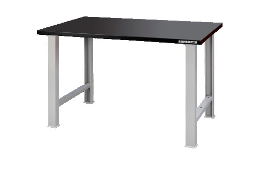 Heavy duty workbench, metal table top with 4 legs black 1500 x 750 x 1030 mm