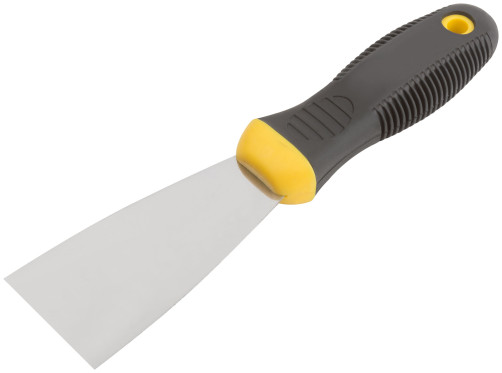 Spatula, stainless steel.steel, black and yellow rubberized.handle 2" (50 mm)