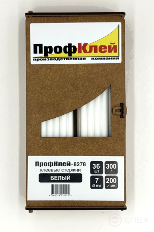 Клеевые стержни ПрофКлей-8278 белые, 7х200 мм, 36 шт, 300 г
