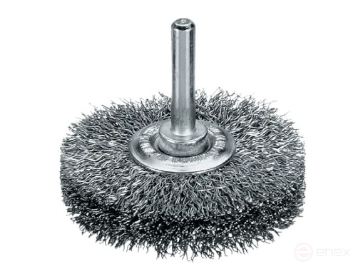 Cylindrical corrugated brush, D30 mm, width 9 mm, shank 6 mm, steel corrugated wire STA 0.30 mm
