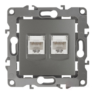 Розетка ЭРА Серия 12 12-3108-12 информационная двойная 2XRJ45 IP20 графит