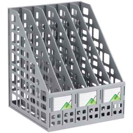 Лоток для бумаг вертикальный СТАММ, сборный, 6 отделений, серый