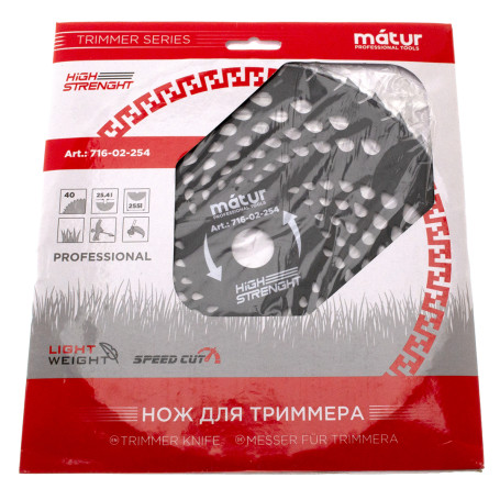 Disk for trimmer 255 x 25.4 x 40 top black, 25.4x22mm, MATUR (50)