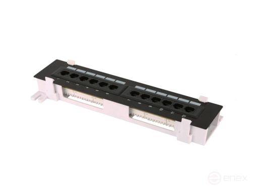 Ripo wall-mounted patch panel, 12 ports, Cat.5e (Class D), 100 MHz, RJ45/8P8C, 110, T568A/B,