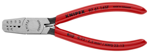 Press pliers for crimping contact sleeves, opening spring, number of sockets: 4, 0.25 - 2.5 mm2 (AWG 23 - 13), L-145 mm, 1-k handles