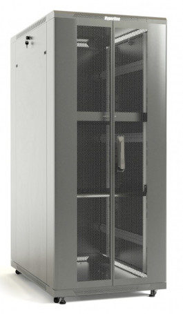 TTB-4261-DD-RAL7035 Шкаф напольный 19-дюймовый, 42U, 2055x600х1000 мм (ВхШхГ), передняя и задняя распашные перфорированные двери (75%), ручка с замком, крыша нового типа, цвет серый (RAL 7035) (разобранный)