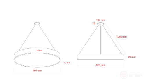 Светильник LED ЭРА Geometria SPO-132-W-40K-088 Ring 88Вт 4000К 8200Лм IP40 800*80 белый подвесной драйвер внутри