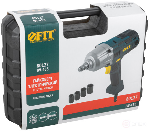 Electric wrench 450 W; 2800 rpm; 4200 rpm; 400 Nm; BS brushes; res. incl.; 2.3 kg ; box