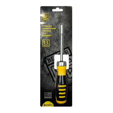 Set of 13 in 1 Ratchet Screwdriver with bits 13 pieces BERGER