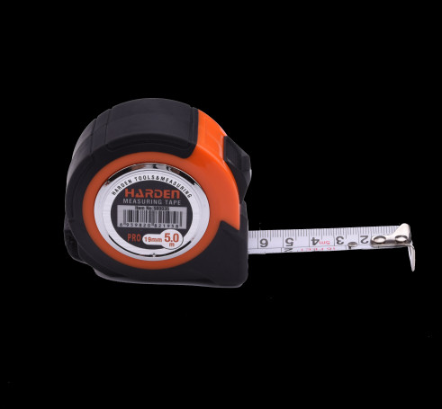 Measuring tape measure with impact-resistant rubberized housing, 5 m. X 19 mm. // HARDEN