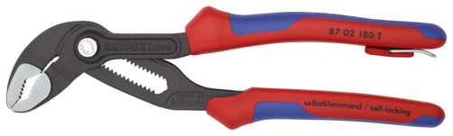 KNIPEX COBRA® adjustable pliers with lock, 42 mm (1 1/2"), turnkey 36 mm, L-180 mm, gray, 2-k handles, fear. he was getting stronger.