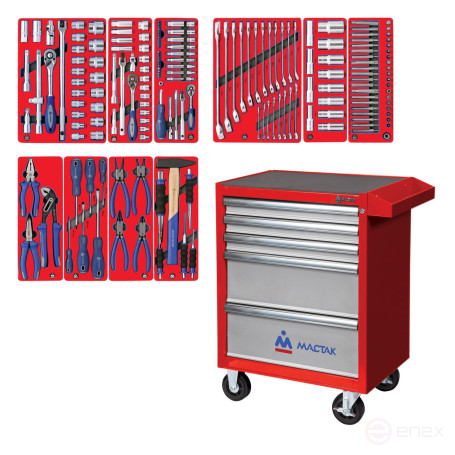 Set of tools "STANDARD" in a red cart, 186 items MASTER 52-05186R