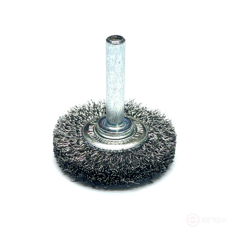 Щетка цилиндрическая гофрированная, Д40*12 мм, хвостовик 6 мм, стальная гофрированная проволока STA 0,15 мм
