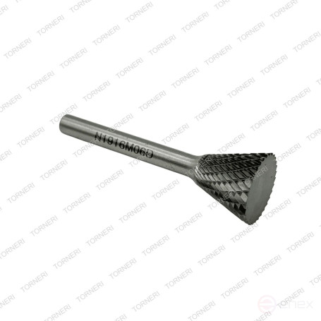 Carbide borehole type N191606 (reverse cone), 19.0 mm, shank 6 mm, double notch TORNERI T025384