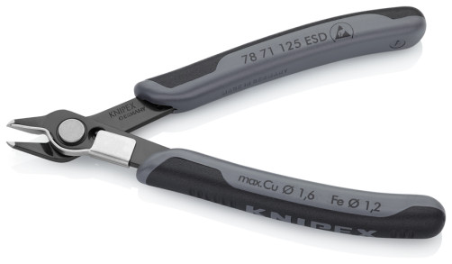 Electronic Super Knips® бокорезы прециз. ESD, без фаски, с зажимом,рез: провол. мягк. Ø 0.2 - 1.6 мм, ср. Ø 1.2 мм, L-125 мм, чёрн.