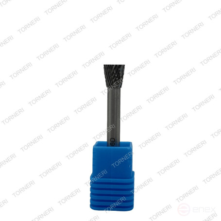 Carbide borehole type N101106 (reverse cone), 10.0 mm, shank 6 mm, double notch TORNERI T018449