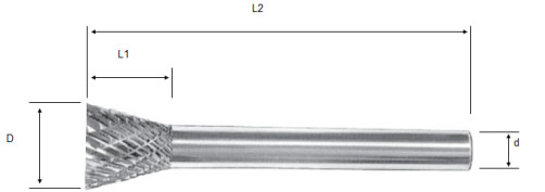 Bohre carbide cone borehole in the form of a reverse cone, type N 06-07-M-06-L52