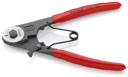 Cable cutter for cutting Bowden cable, cut: soft cable Ø 3 mm (including V2A), spring, L-150 mm, black, 1-k handles