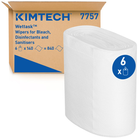 Kimtech® Wettask™ DS Протирочный материал - Рулон / Белый (6 Сменных картриджей x 140 листов)