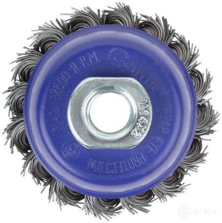 Щетка для УШМ, М14, тип "Чашка", крученая витая проволока 0,5 мм, 65 мм, блистер, CUTOP Profi