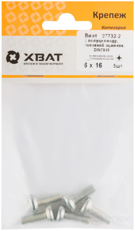 A semi-cylindrical screw. a head with a full thread of pins. DIN 7985 6x16 5 pcs.(packing)