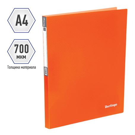 Folder on 4 Berlingo "Neon" rings, 25 mm, 700 microns, neon orange