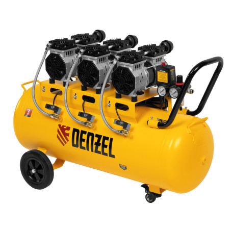 Oil-free compressor, low noise DLS 1800/100,1800 W, 3x600, 100 L, 345 l/min// Denzel